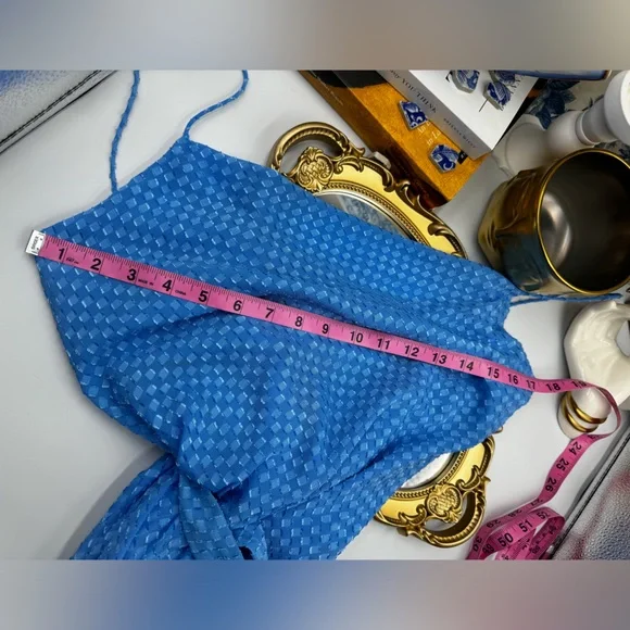 🆕 ALICE + OLIVIA 🧿 NWT Webber Cowl Neck Mini Dress, Blue Paradise - Picture 16 of 17